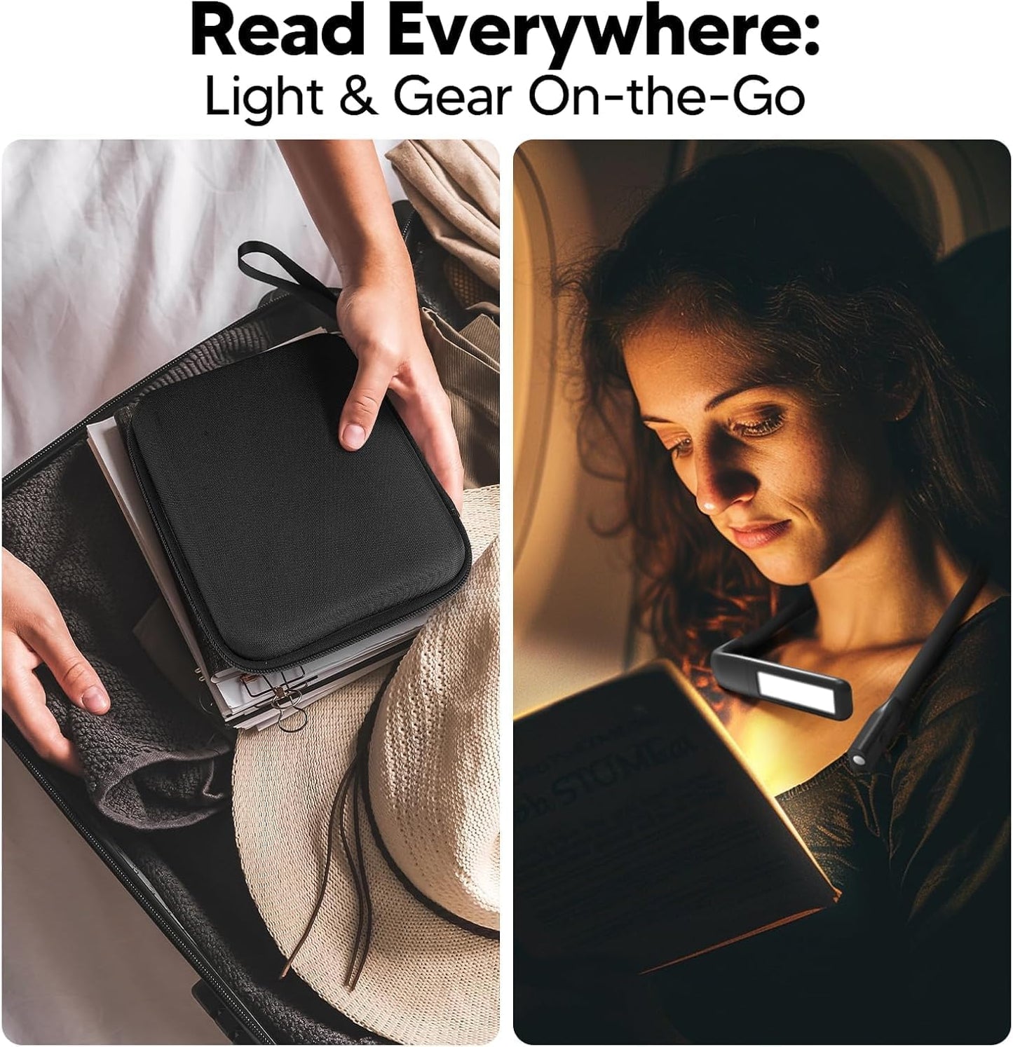 Reading Light, Rechargeable Neck Light, Stepless Dimming Book Light