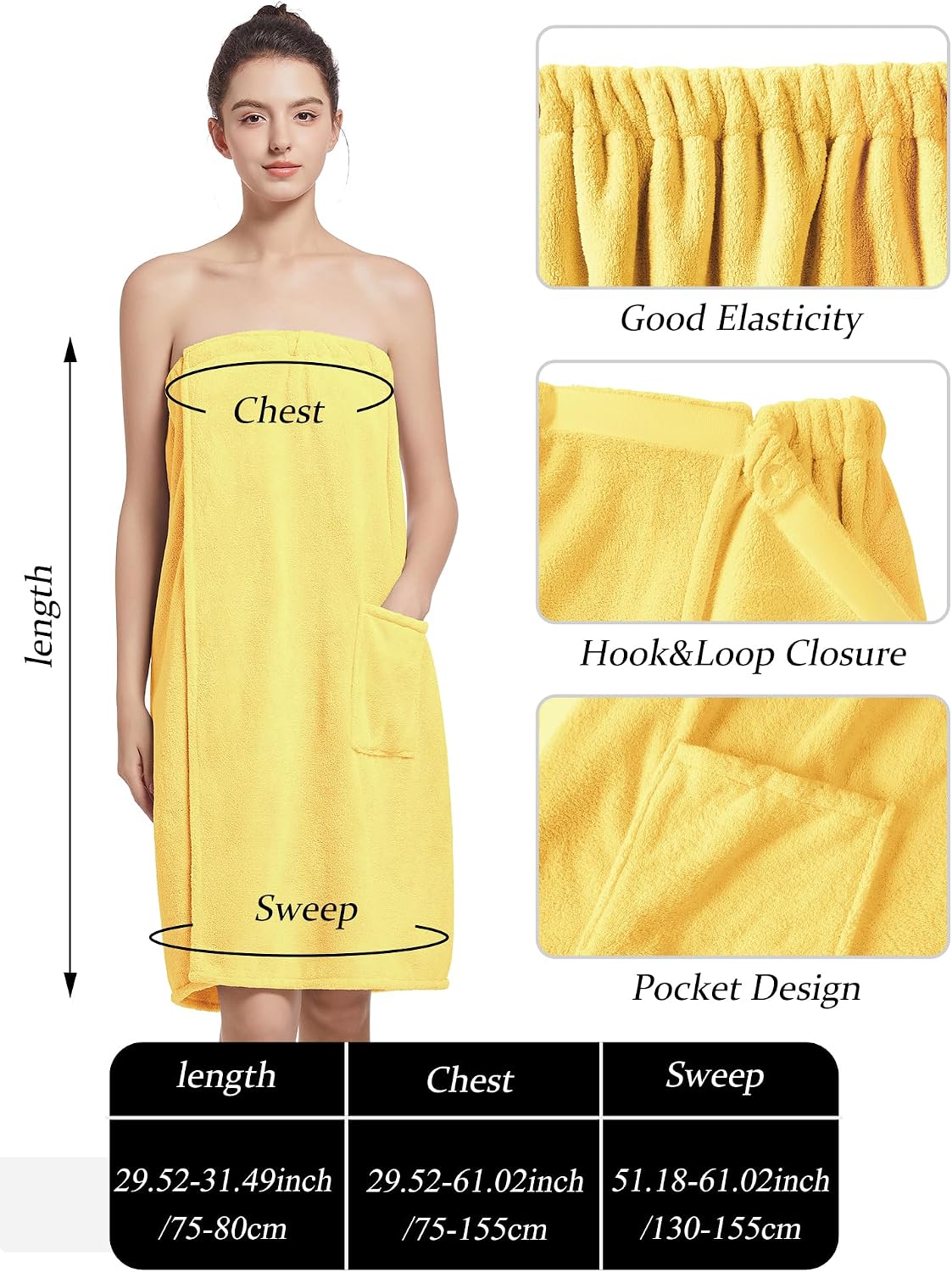 Women'S Soft Wrap Towel Full Length，Bath Robe After Shower Female Plush Long，Spa Bathrobes Lightweight With Pockets