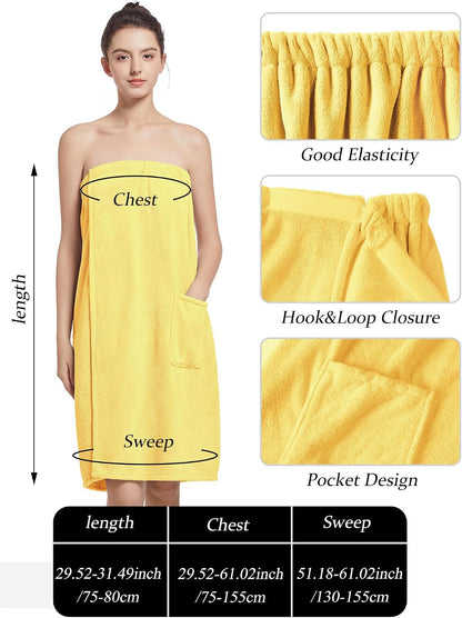 Women'S Soft Wrap Towel Full Length，Bath Robe After Shower Female Plush Long，Spa Bathrobes Lightweight With Pockets