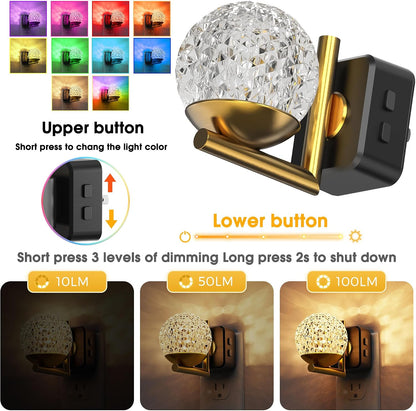 L LOHAS LED Night Lights Plug into wall, Amber Night Light with Adjustable Brightness, Plug in NightLight with Auto Light Sensor, Wall Sconce-Style Design Night Light for Bathroom,Hallway, 2 Pack