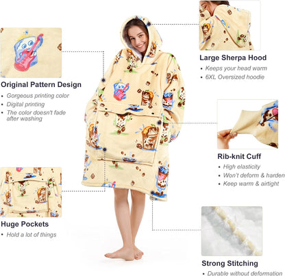 Narecte Cozy Oversized Blanket Hoodie Wearable Blanket Adults Soft Hooded Blanket Hoodie Birthday Gifts for Women Christmas - Colors B