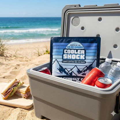 Cooler Shock Reusable Ice Packs for Cooler - Long Lasting Cold Freezer Packs for Coolers and Lunch Boxes - Cooler Ice Packs for Camping Gear, Fishing, Road Trips, Beach Must Haves