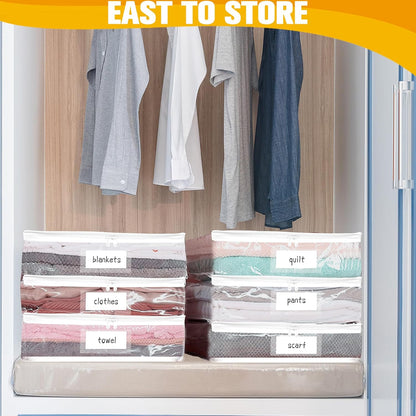 Plastic Storage Bags with Easy-Glide Zipper, Durable Clear Vinyl Zippered Storage Bags for Clothes Sweaters Comforters Blankets Sheets Bedding (15.7 x 13.8 x 3.9 Inch, Transparent White)