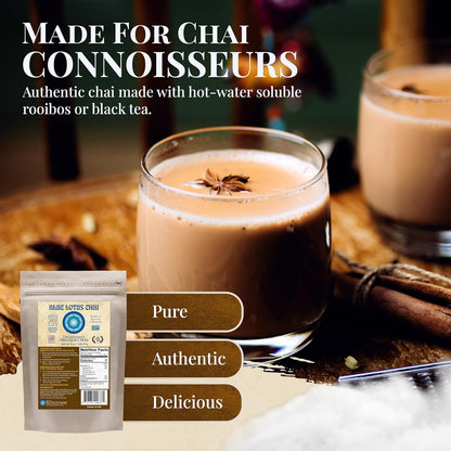 Blue Lotus Chai - Traditional Masala Chai - Makes 100 Cups - 3 Ounce Masala Spiced Chai Powder with Organic Spices - Instant Indian Tea No Steeping - No Gluten