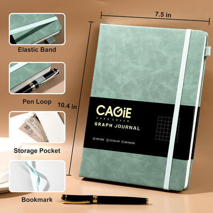 CAGIE Lined Journal Notebook for Women Men 320 Pages 100 Gsm Paper Thick Journaling Notebooks A5 Leather Journals for Writing Hardcover Journal Supplies for Work Note Taking Diary, 5.7x8.3 In, Green