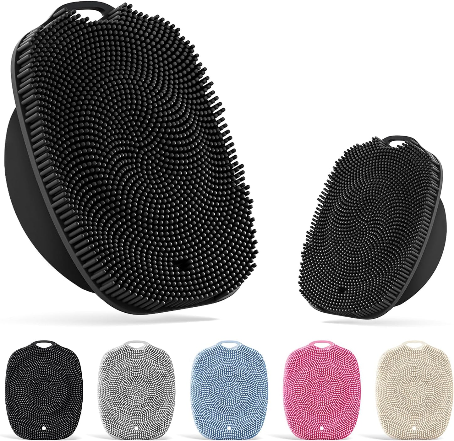 Soft Silicone Body Scrubber, Face Scrubber Silicone, Gentle Texture Exfoliating Body Scrubber for Men and Women On Sensitive Skin, Back Large Suction Cup for Easy Dry and Store (Blue)