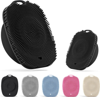 Soft Silicone Body Scrubber, Face Scrubber Silicone, Gentle Texture Exfoliating Body Scrubber for Men and Women On Sensitive Skin, Back Large Suction Cup for Easy Dry and Store (Blue)