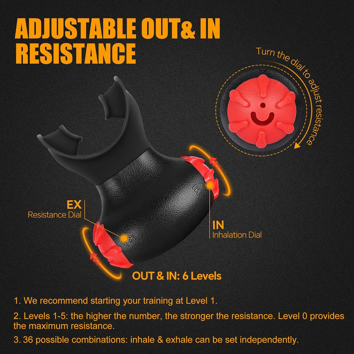 Sonmol Lung Trainer with 2 Mouthpieces, 6 Levels – Ideal for Sports