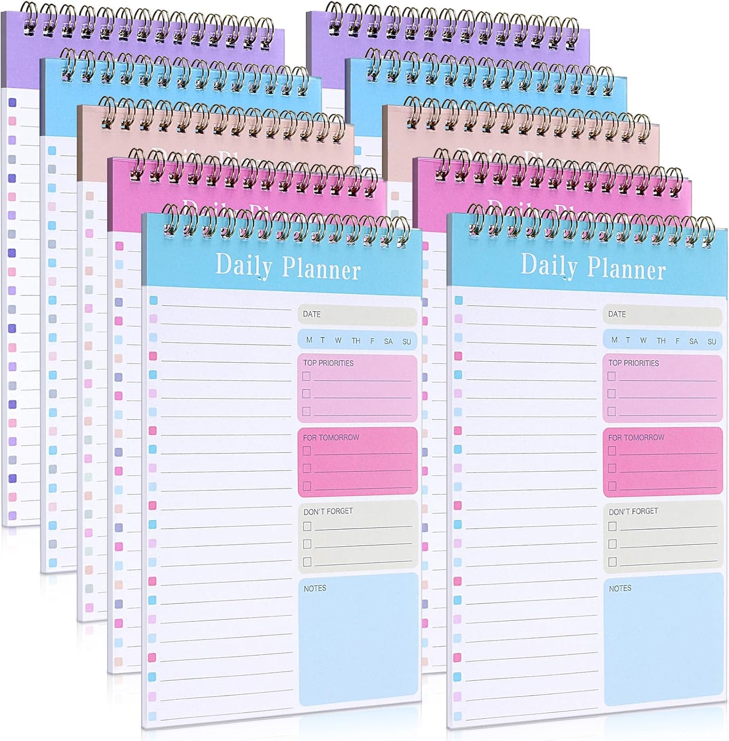 20 Pack To Do List Notepad, Daily To Do List Notebook, 5" x 8" 30 Sheets Spiral Paper Planner Notebook, A5 Undated Daily Planner Notepad with Checklist for Office Planning, Schedules