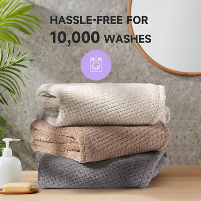 Umisleep 2 Pack Microfiber Hair Towel Wrap for Women, 400 GSM Thick & Soft Hair Drying Towels, Super Absorbent Hair Turban with Button Loop for Curly, Wavy & Wet Hair (Grey, White)