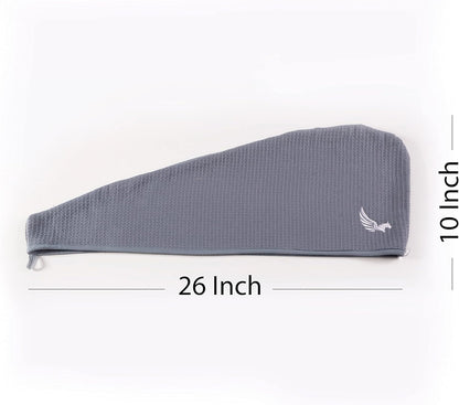 100% Turkish Cotton Hair Towel Wrap for Women,Non Microfiber,400-GSM(Grams per Square Metre),AntiFrizz,Hair Plop Waffle Towels for Curly,Long&Thick Hairs,Turban Head Wrap,1Pack10x26inc