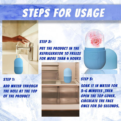 Joyeee Ice Face Roller, Reusable Silicone Mold Face Massage Eye Facial Beauty Skin Care Tools Apply Ice for Shrink Pores Anti Wrinkle Reduce Puffiness Improve Skin Elasticity, Striped
