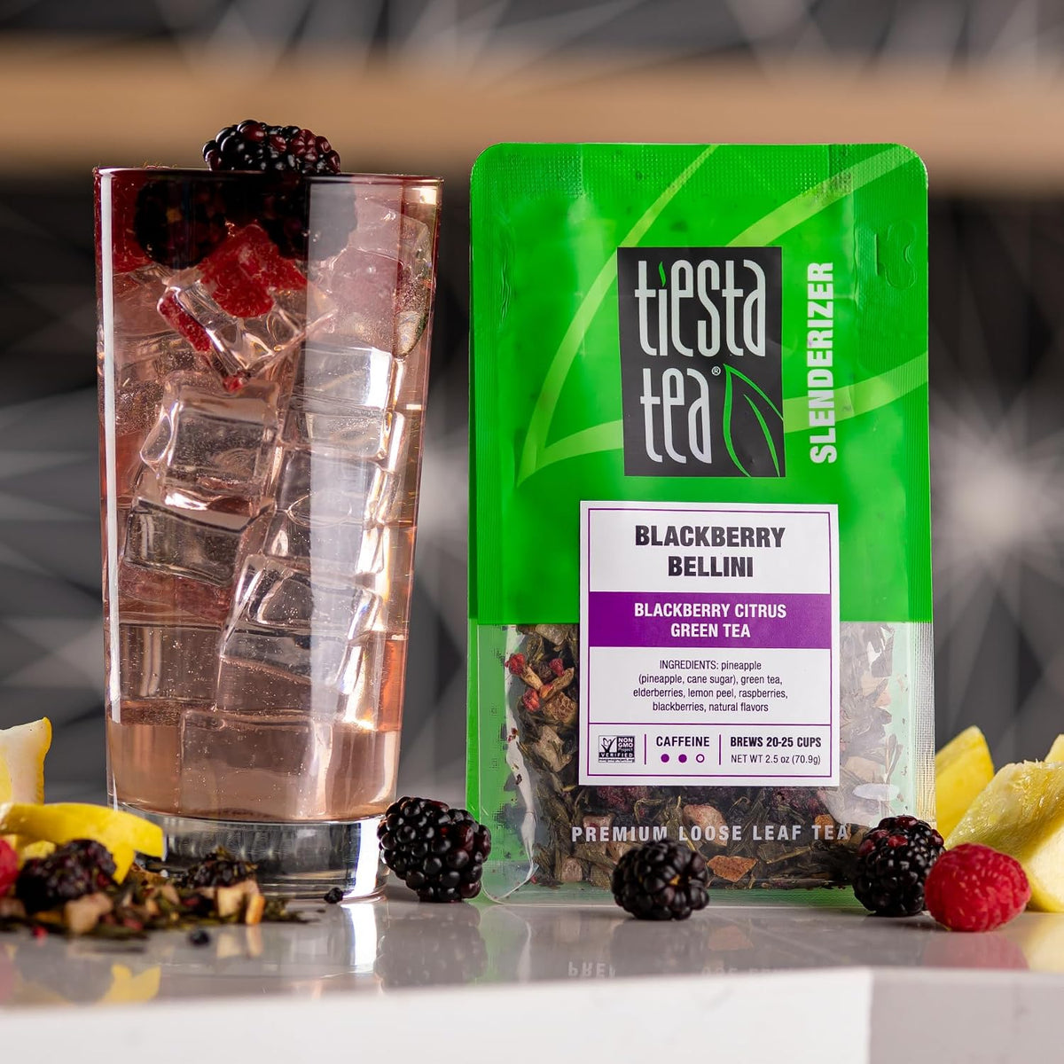 Tiesta Tea Blackberry Bellini Blackberry Citrus Green Tea Loose Leaf 2.5oz