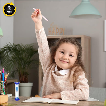 Sand Timer for Kids Set of 3 Small Colorful Hourglass Acrylic Covered Clock 1Min 2Min 5Min for Classroom, Home & Kids Room
