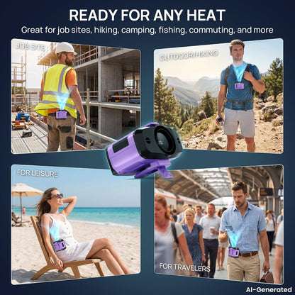 AJVV Portable Waist Fan Wearable Belt Fan Clip on Fan for Shirt, 40H Max Personal Cooling, for Camping, Outdoor, Jobsite, Travel (Off-white)