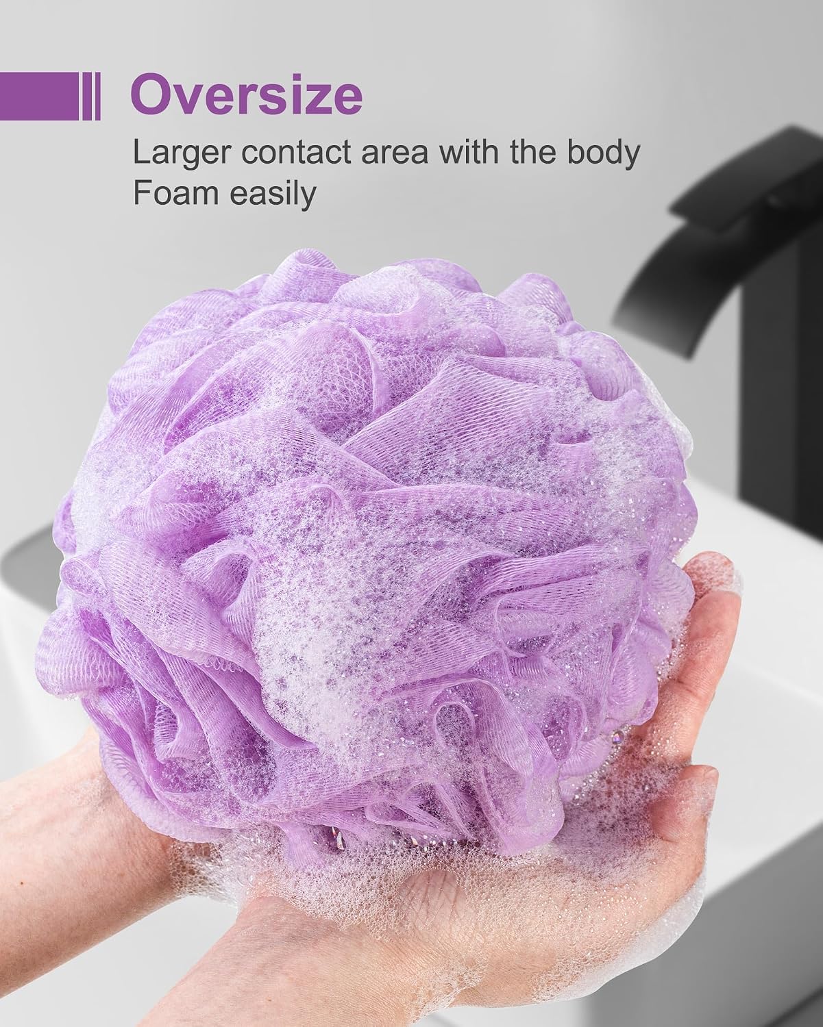 MTDLYICE Loofah Sponge, XXL Large Loofah 100g 4 Pack, Bath Sponge Soft Mesh Shower Loofah for Men, Body Scrub, Shower Pouf Bath Accessories, for Body Wash, Soap (Blue Gray)