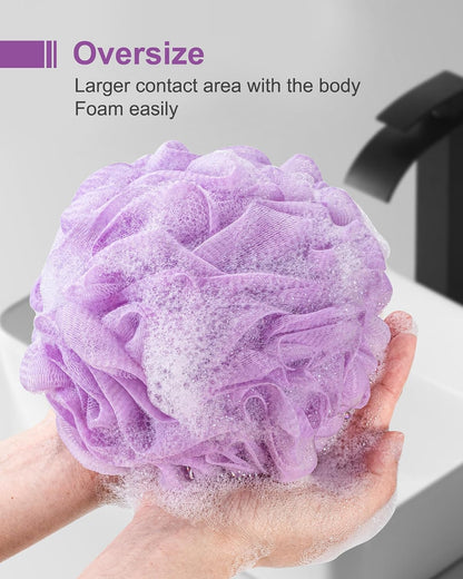 MTDLYICE Loofah Sponge, XXL Large Loofah 100g 4 Pack, Bath Sponge Soft Mesh Shower Loofah for Men, Body Scrub, Shower Pouf Bath Accessories, for Body Wash, Soap (Blue Gray)