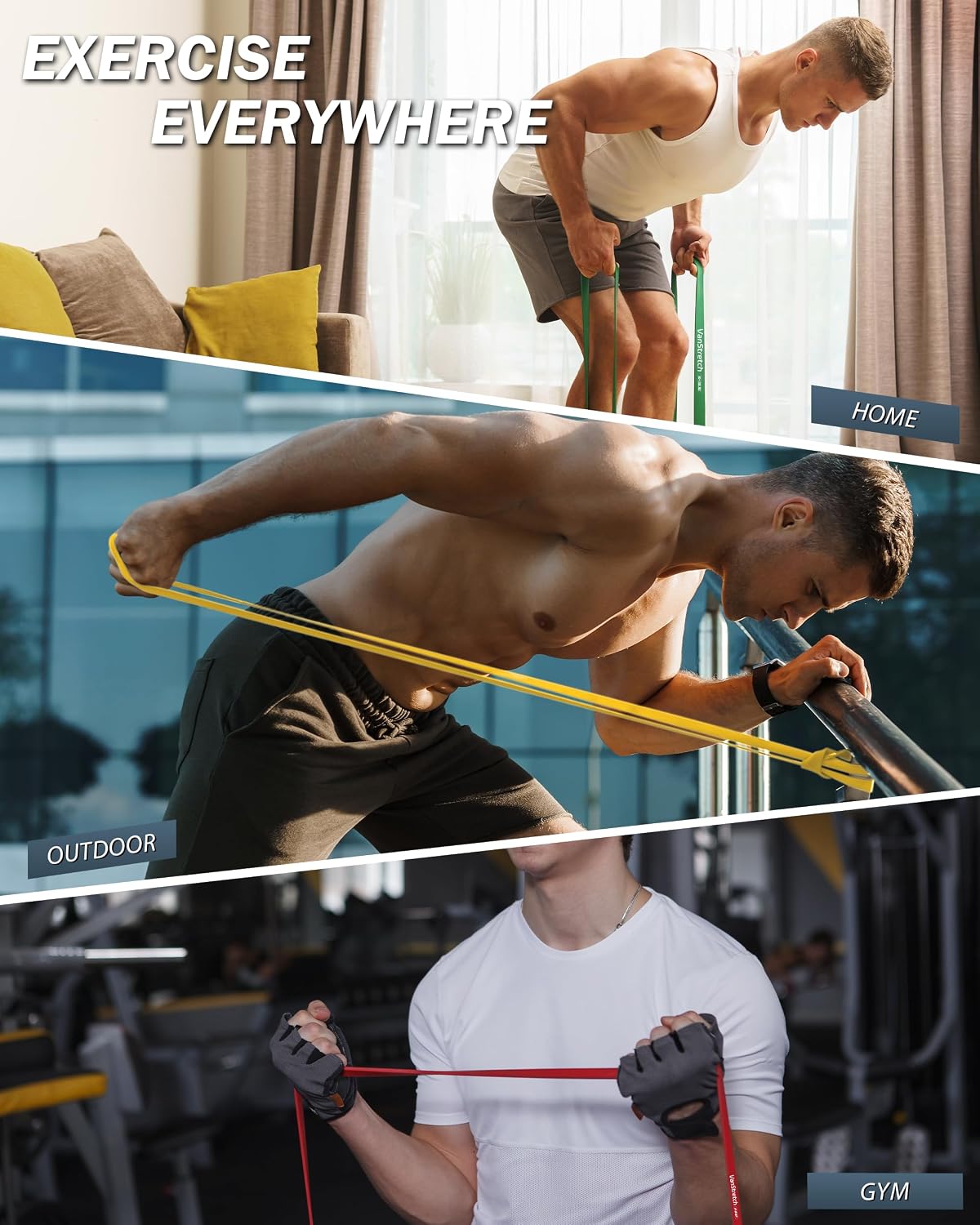 Resistance Bands for Working Out,5-Level Elastic Exercise Bands