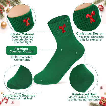 Eurzom 10 Pairs Socks Womens Crew Elastic Ankle Length Cotton Socks Aesthetic Cute Lightweight Low Cut Gifts for Women - Colors B