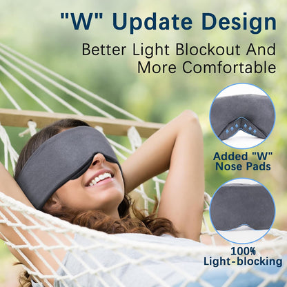 Sleep Eye Mask - Ultra Soft Comfortable Sleeping Mask for for Home Sleep Travel Shift Work, Nose Pad Designed Light Blocking Eye Blinder, Fully Adjustable Strap and Skin Friendly