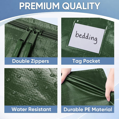 TICONN Extra Large Moving Bags Heavy Duty with Zippers & Carrying Handles, Durable Storage Bags Moving Boxes for Closet Organizers and Storage (Blue)