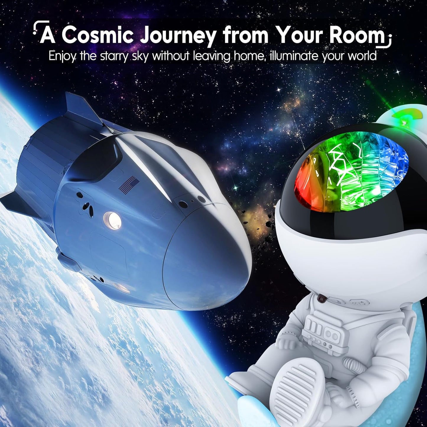 Rossetta Astronaut Galaxy Star Projector Night Light Projector for Kids | 29 Lighting Effects, Night Light Mode, Magnetic Head, Remote Control, Auto-Off Timer, Gifts for Kids, Adults, Party, Birthday