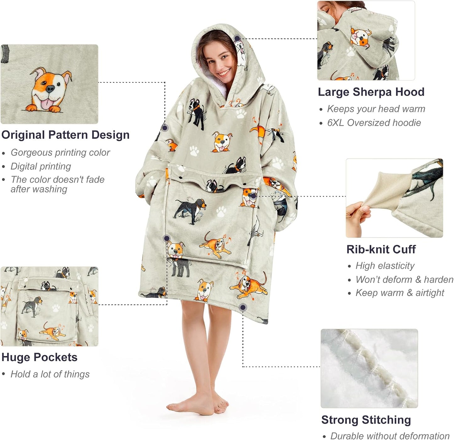 Narecte Cozy Oversized Blanket Hoodie Wearable Blanket Adults Soft Hooded Blanket Hoodie Birthday Gifts for Women Christmas - Colors B