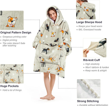Narecte Cozy Oversized Blanket Hoodie Wearable Blanket Adults Soft Hooded Blanket Hoodie Birthday Gifts for Women Christmas - Colors B