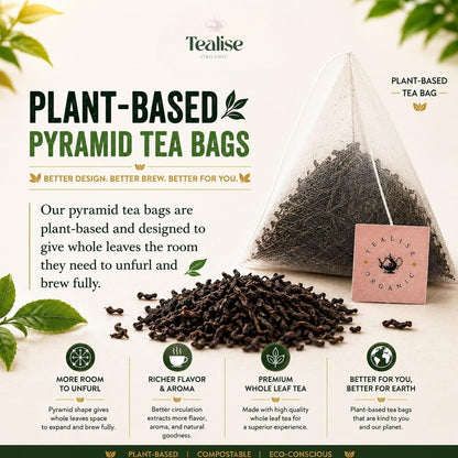 Organic English Breakfast Black Tea – High Mountain Yunnan Whole Leaf Tea – Bold, Smooth & Full-Bodied Morning Tea (60 Tea bag (Pack of 1))