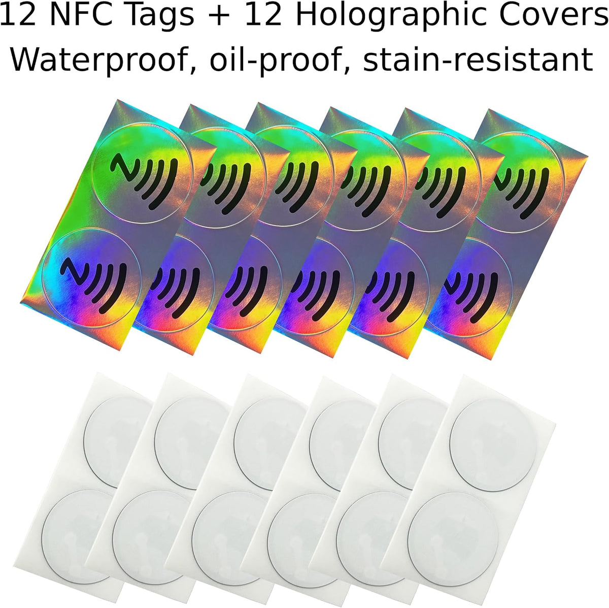 DAMILA NTAG215 Anti-Metal NFC Tags with Holographic Labels