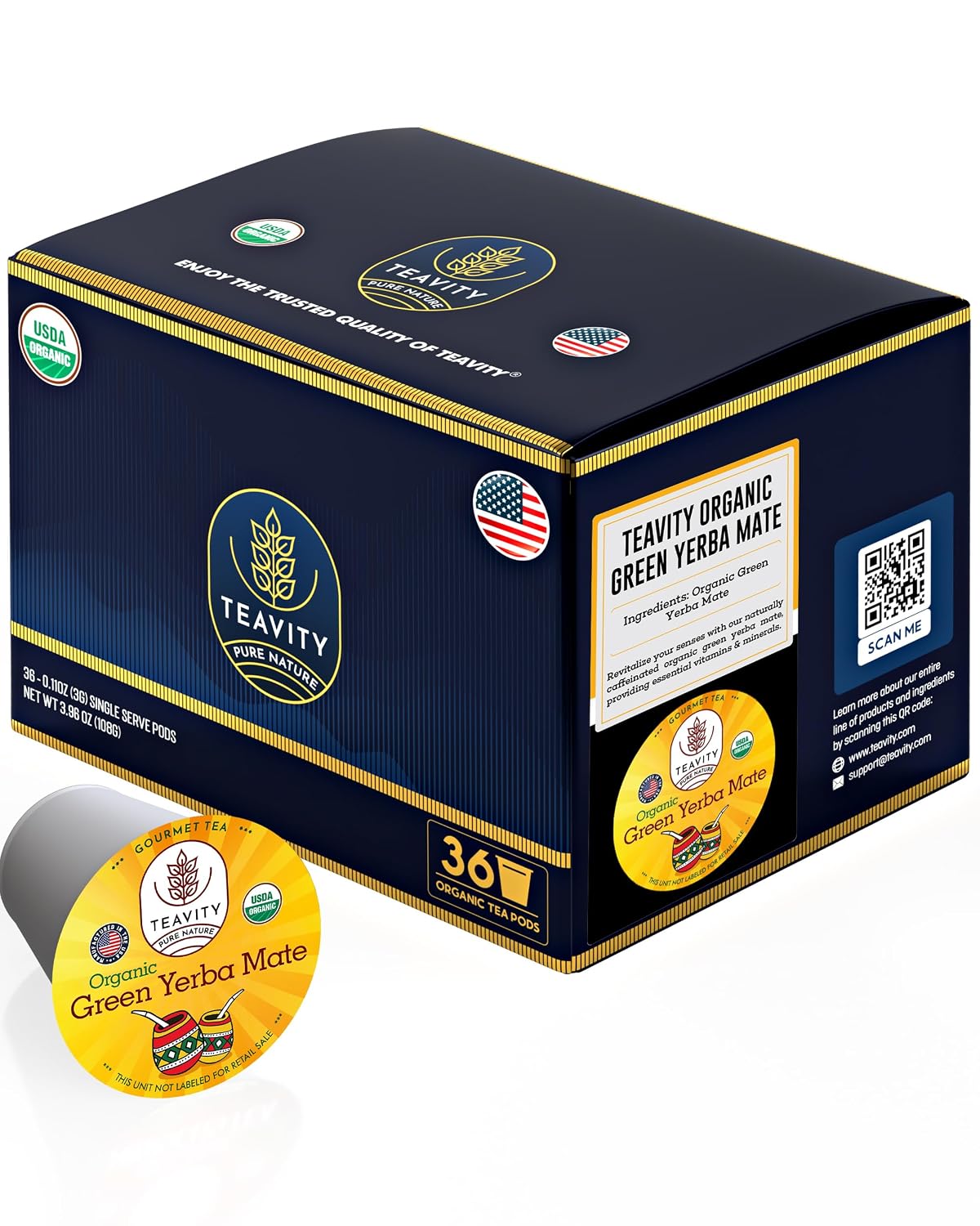 Organic Chamomile and Lavender Tea Pods for Keurig - Decaf Herbal Tea for Keurig K Cups - Honey Chamomile Lavender by Teavity (12 Tea Pods)