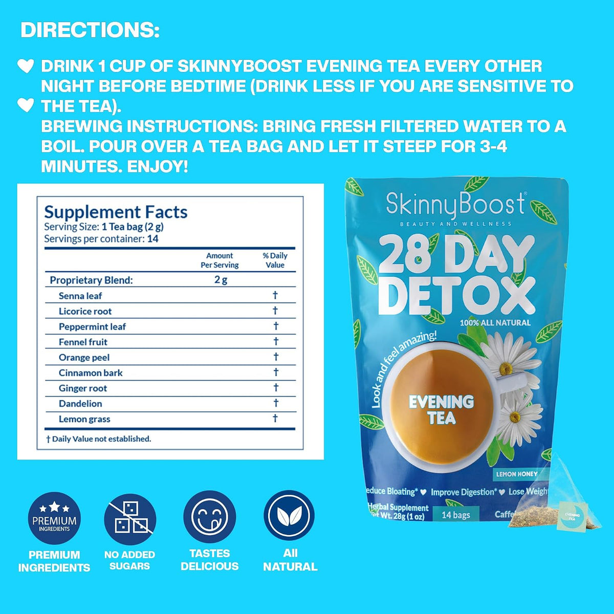Skinny Boost Detox Tea Kit - Slimming Tea for Weight Loss & Bloating