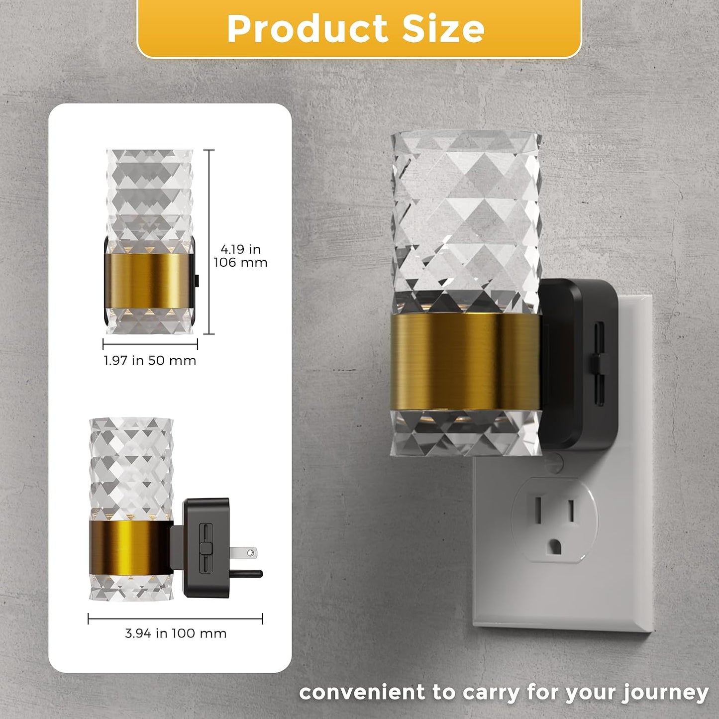 L LOHAS LED Night Lights Plug into wall, Amber Night Light with Adjustable Brightness, Plug in NightLight with Auto Light Sensor, Wall Sconce-Style Design Night Light for Bathroom,Hallway, 2 Pack