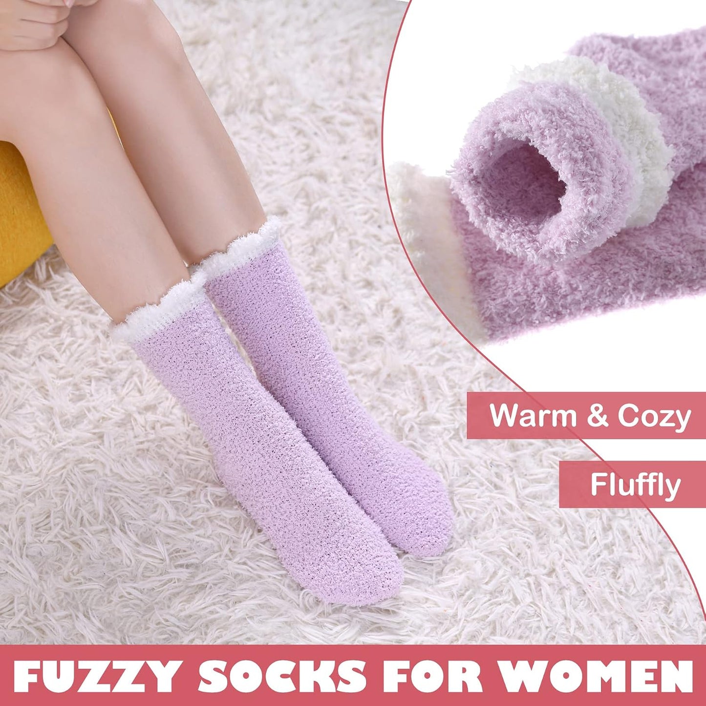 LINEMIN Womens Fuzzy Socks Cozy Fluffy Winter Warm Slipper Socks Microfiber Soft Home Sleeping Socks