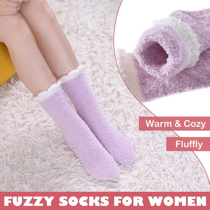 LINEMIN Womens Fuzzy Socks Cozy Fluffy Winter Warm Slipper Socks Microfiber Soft Home Sleeping Socks