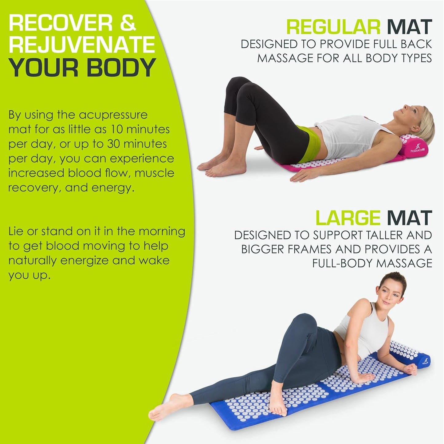ProsourceFit Acupressure Mat and Pillow Set for Back/Neck Pain Relief and Muscle Relaxation