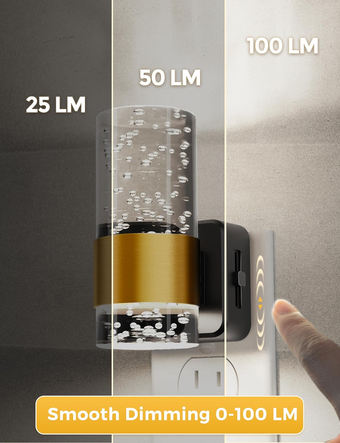 L LOHAS LED Night Lights Plug into wall, Amber Night Light with Adjustable Brightness, Plug in NightLight with Auto Light Sensor, Wall Sconce-Style Design Night Light for Bathroom,Hallway, 2 Pack