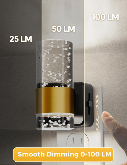 L LOHAS LED Night Lights Plug into wall, Amber Night Light with Adjustable Brightness, Plug in NightLight with Auto Light Sensor, Wall Sconce-Style Design Night Light for Bathroom,Hallway, 2 Pack