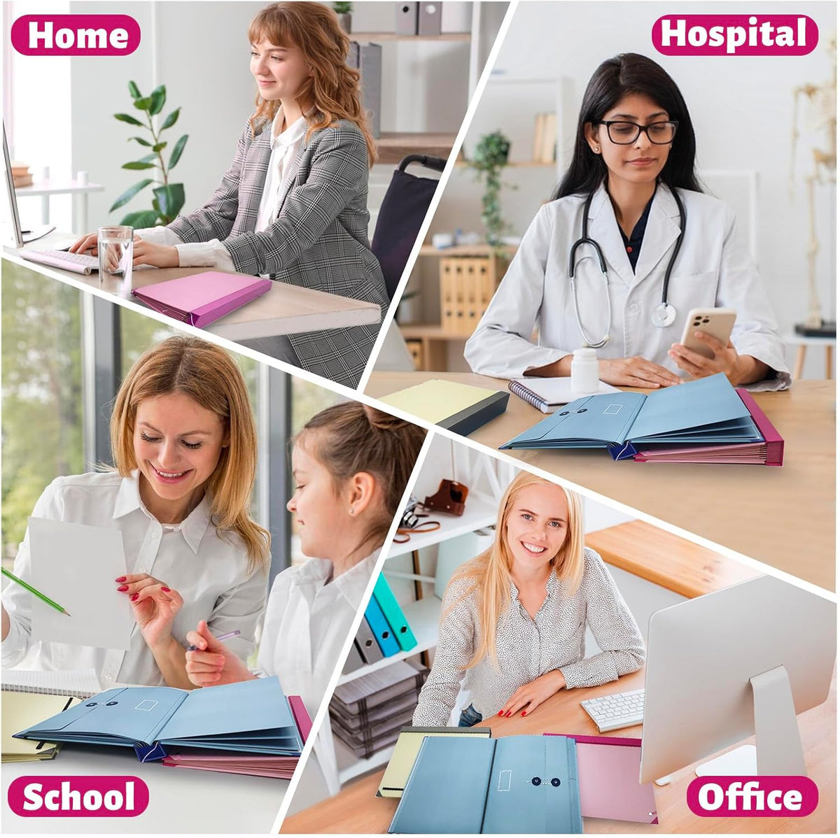 Document Organizer,File Organizer for Paper,Important Documents for Office and School,in Case I Go Missing Binder(Pink,2In Thick)