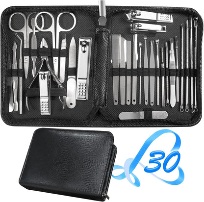 Manicure Set 30 in 1 Nail Clipper set, REDFLOW nail clippers, fingernail & toenail clippers, Manicure Tools, pedicure tools, Suitable for Travel Manicure Kit, Nail Set Kit With Everything Profe