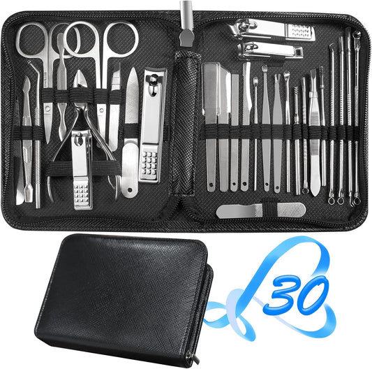 Manicure Set 30 in 1 Nail Clipper set, REDFLOW nail clippers, fingernail & toenail clippers, Manicure Tools, pedicure tools, Suitable for Travel Manicure Kit, Nail Set Kit With Everything Profe