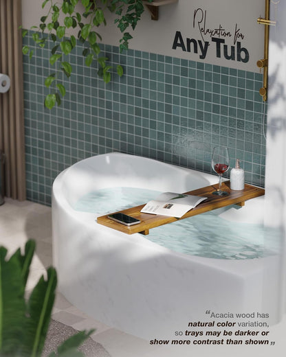 Acacia Large Bath Tray for Tub 34.6"x9" Wooden Bathtub Caddy Tray