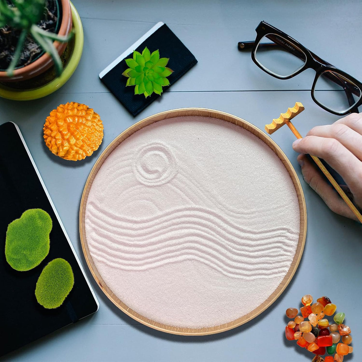 Flamingo Zen Garden for Desk, Pink Sand Art Kit