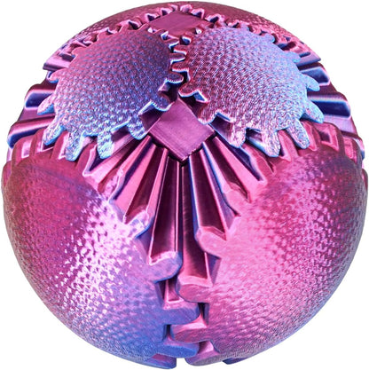Gear Ball Fidget Toys Steampunk Gear Sphere Stress Relief for Kids Adults 3D Printed Unique Funny Birthday Gift for Christmas White Elephant Stocking Stuffer Easter (Ombre Purple, Dia. 2.5" )