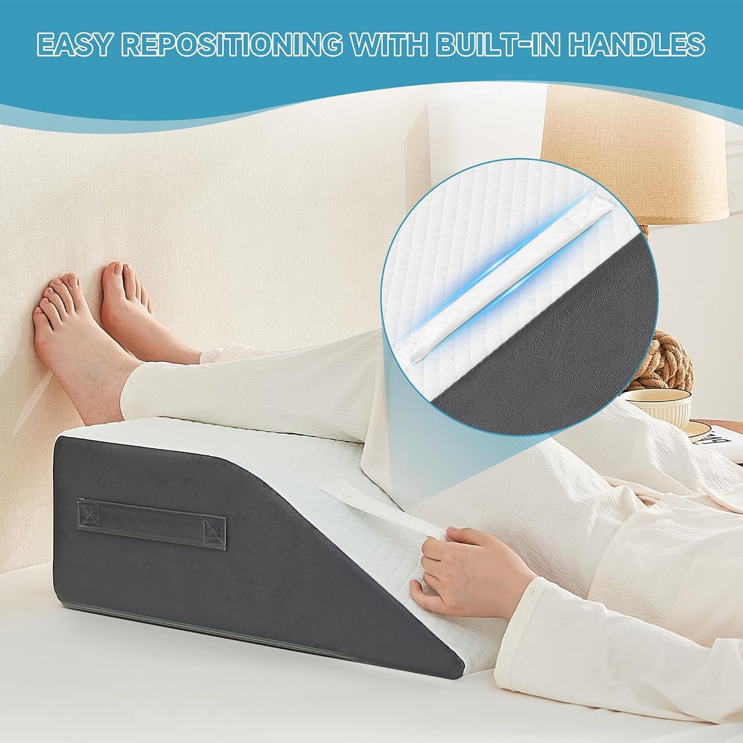 Yojoker 4PCS Orthopedic Bed Wedge Pillow Set for Sleeping, Post Surgery Foam Pillow for Body, Back and Leg Pain Relief, Triangle Adjustable Support Pillow - Acid Reflux, Anti Snoring & GERD Sleeping