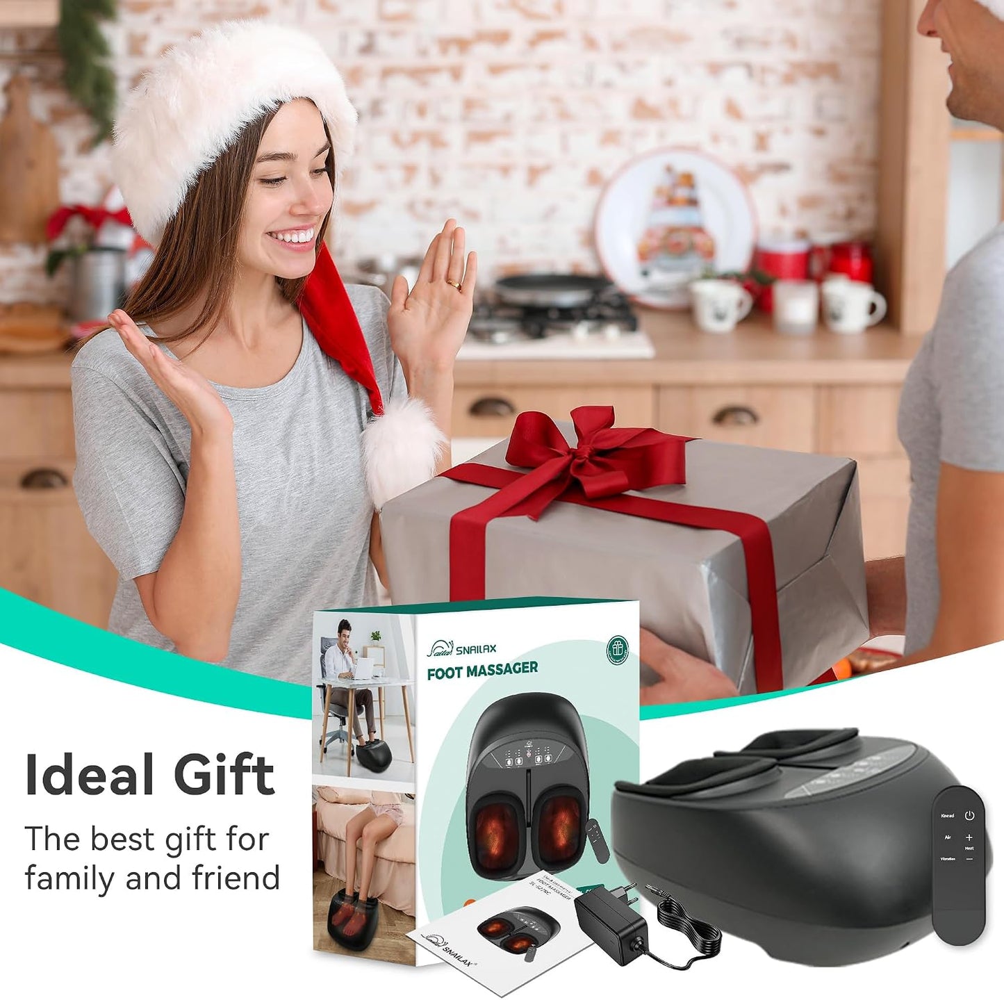 Snailax Shiatsu Foot Massager with Heat, FSA Eligible, Kneading, Compression, Vibration, Feet Massage Machine for Plantar Fasciitis, Neuropathy, Foot Warmer, Gifts for Women Men,Size 13