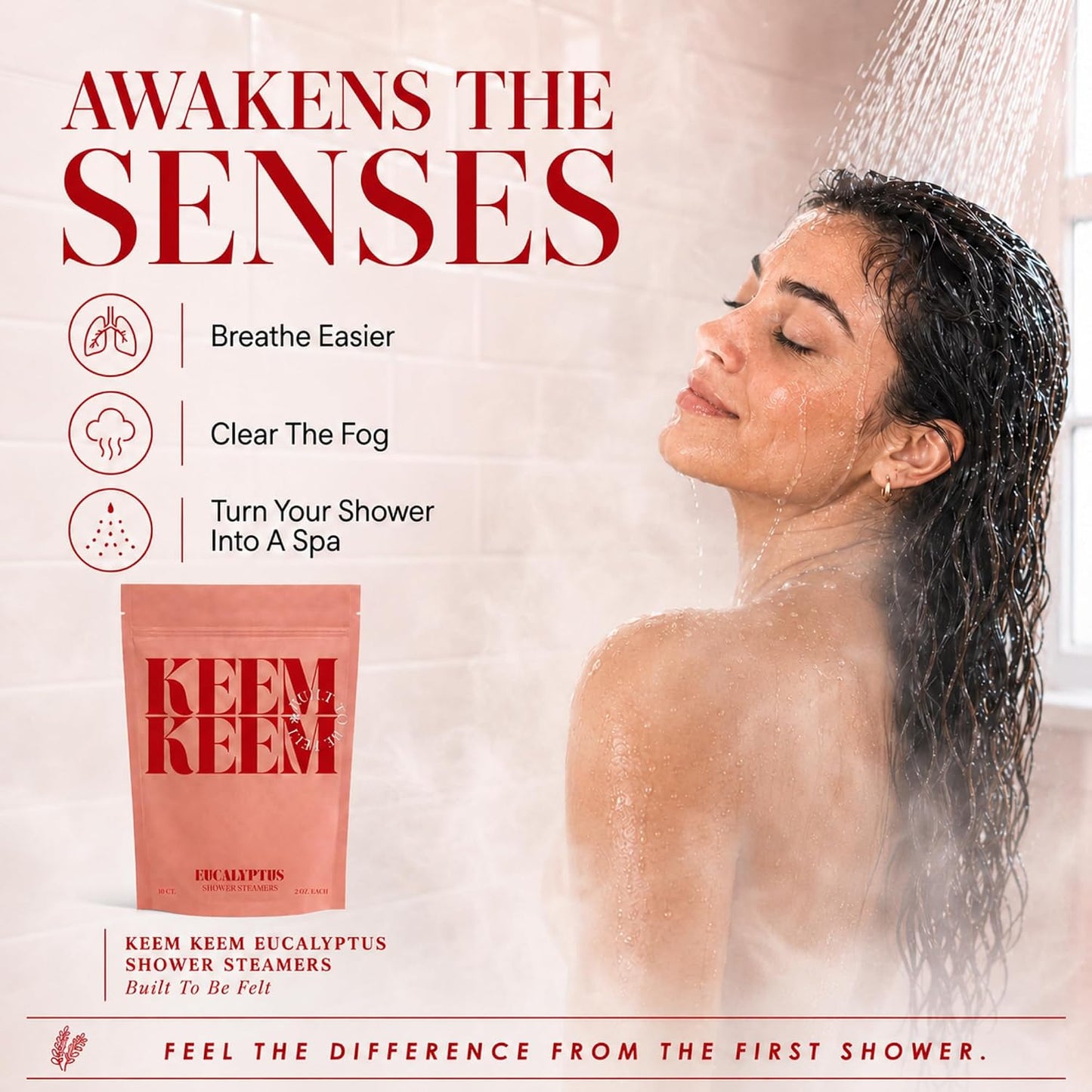 Keem Keem Eucalyptus Shower Steamers, 10 Count, 2 oz Tablets | Powerful scent for stuffy feeling days