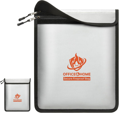 Upgraded Fireproof Document Bag (2200℉), 15”x 11” Waterproof Fireproof Money Bag for Cash with Zipper, Fireproof Safe for Home&Office, Important Document Storage Organizer for Valuables, Certificate