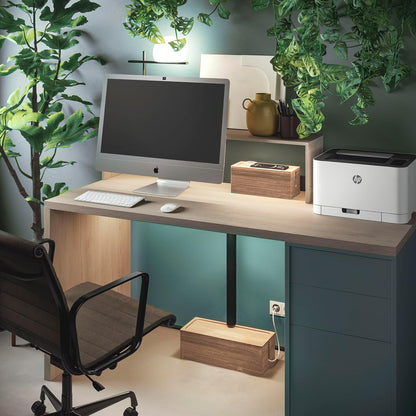 NATURE SUPPLIES Set of Two Natural Wood Cable Management Box, Large and Medium Cord Organizer to Hide Wires and Power Strips for TV, Desk, Computer, Router, Cable Storage and Cord Organization