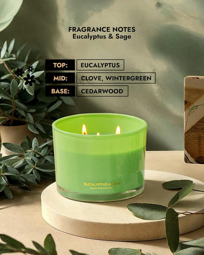 96NORTH Luxury Vanilla Soy Candles | Large 3 Wick Jar Candle | Up to 50 Hours Burning Time | 100% Natural Soy Wax | Relaxing Aromatherapy Aesthetic Candle | Housewarming Gift for Men and Women